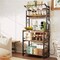 Brown Iron-Wooden Baker’s Rack with 3 Storage Shelves and Microwave Stand for Kitchen or Office